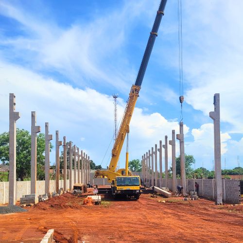 Montagem de Pilares e Vigas Pré Moldadas